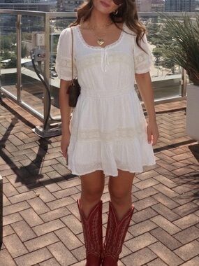Love Shack Fancy Britta Mini Dress White